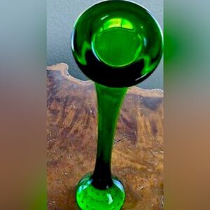 Aseda Green Controlled Glass Glass Bone Vase Scandinavian Mid Century Modern 10"